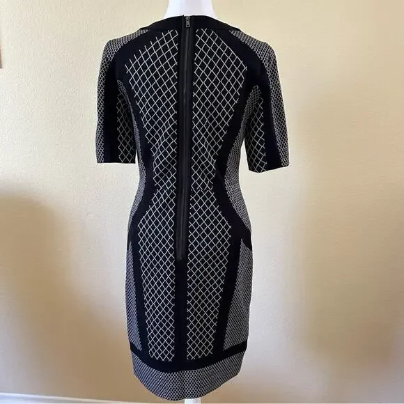 BCBGMaxAzria Women Black & Gray Geometric Pattern Sheath Dress Size M - Picture 3 of 8